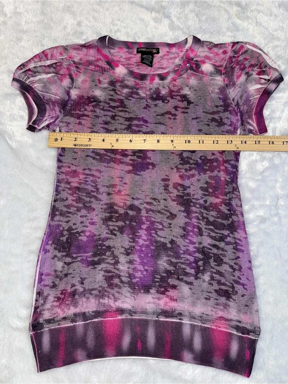 Eyeshadow Y2K Pink and Purple Short Sleeve Knit Top